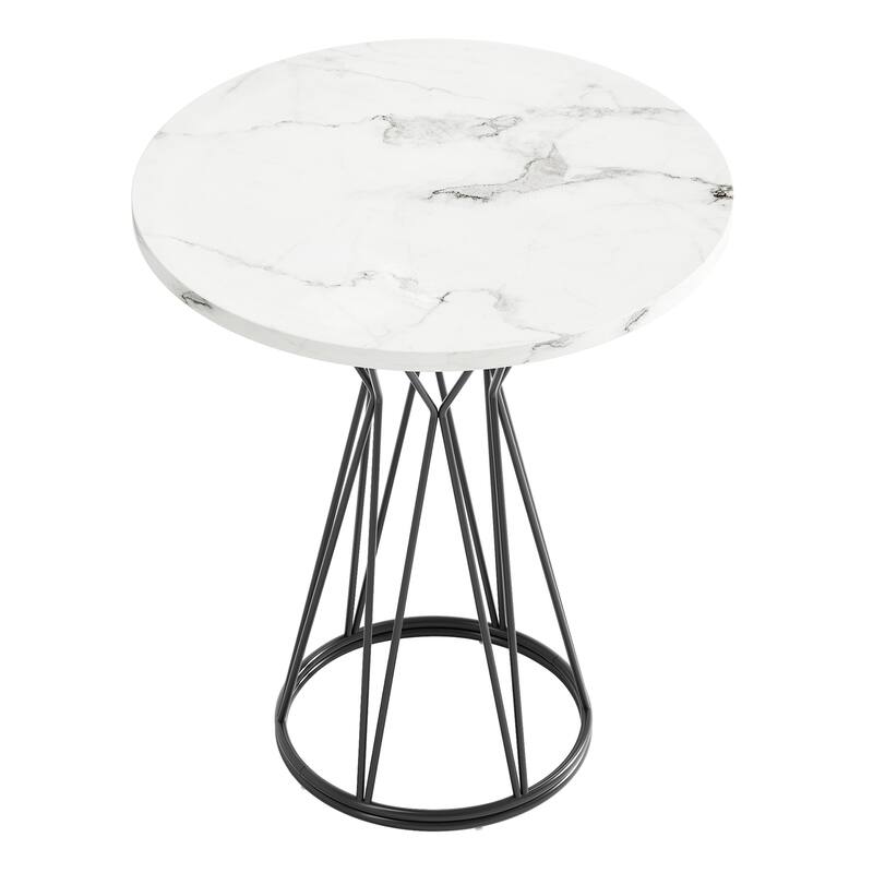 Faux Marble Bar Table, High Top Bistro Pub Cocktail Accent Table for Dining Room Coffee Shop Bar Party Kitchen