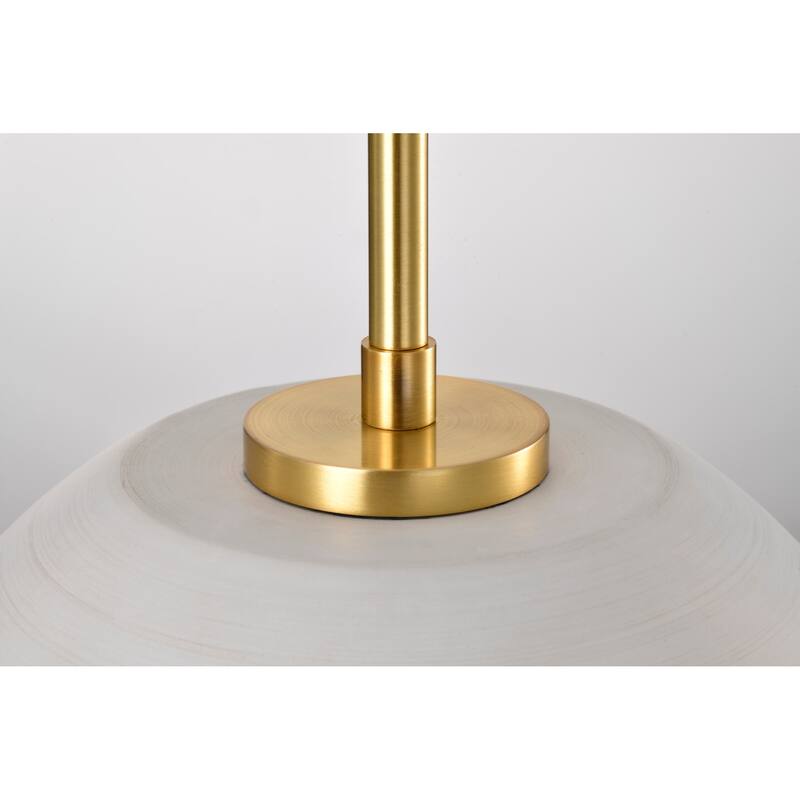Collins 14 Inch Pendant with White Ceramic - Brushed Brass