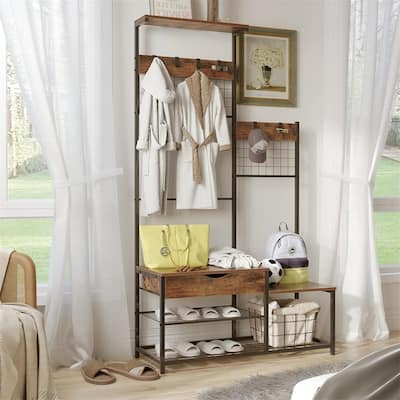 4-in-1 Hall Tree with Storage Drawer - 39.37 x 70.87 x 15