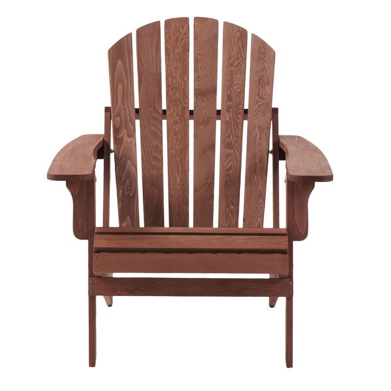 Oversize Wooden Outdoor Folding Adirondack Chair with Pre-Assembled BackRest & SeatBoard, for Garden Pool Deck Firepit