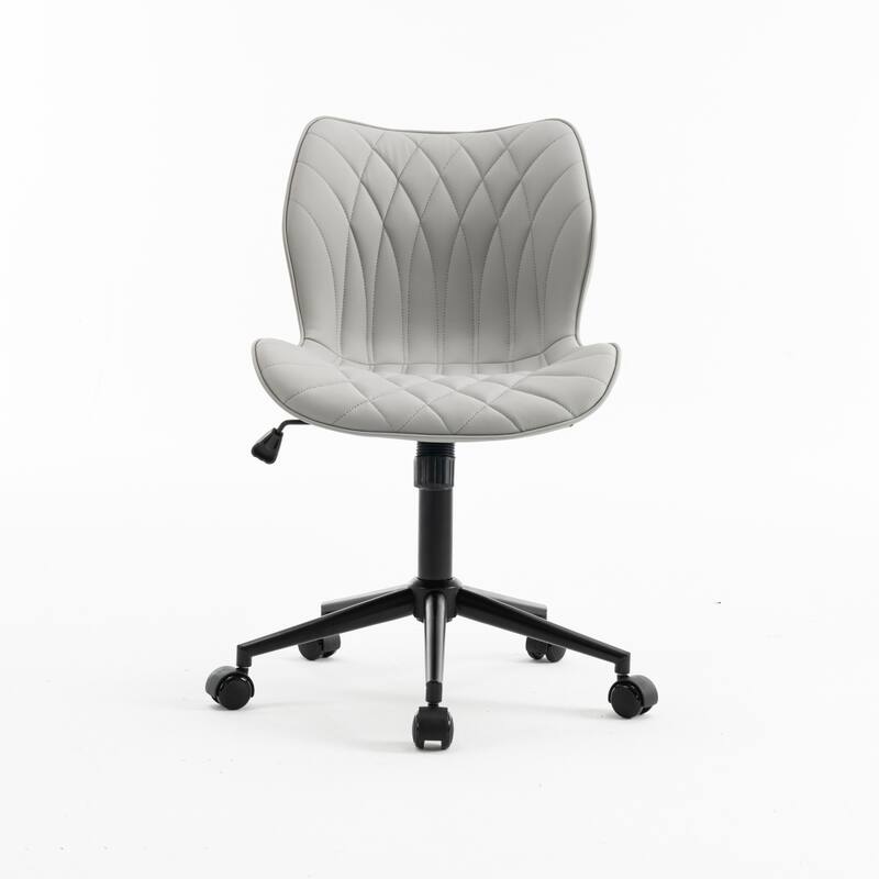 Faux Leather Office Chair with Wheels, Upholstered Task Chair