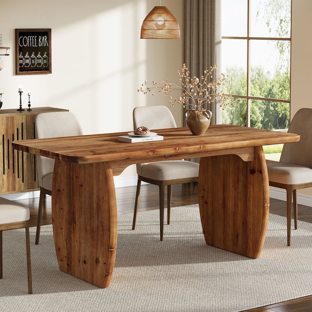 63-Inch Solid Wood Dining Table with Sturdy Legs