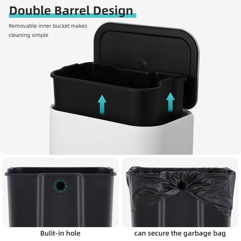 3.2 Gallon Bathroom Trash Can with Lid, 12L Stainless Steel Small Step Waste Bin