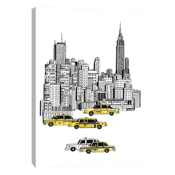 PTM Images 9-108782 PTM Canvas Collection 10" x 8" - "New York Taxis" Giclee Empire State Building Art Print on Canvas