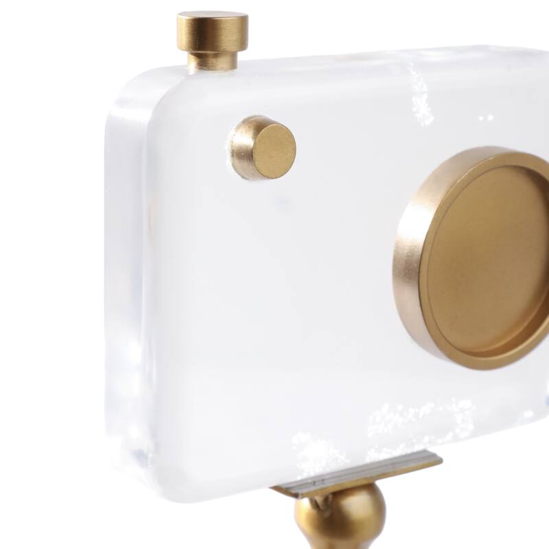 Acrylic And Brass Decorative Object Camera Sculpture - 10" Gold - 4" x 5" x 10"