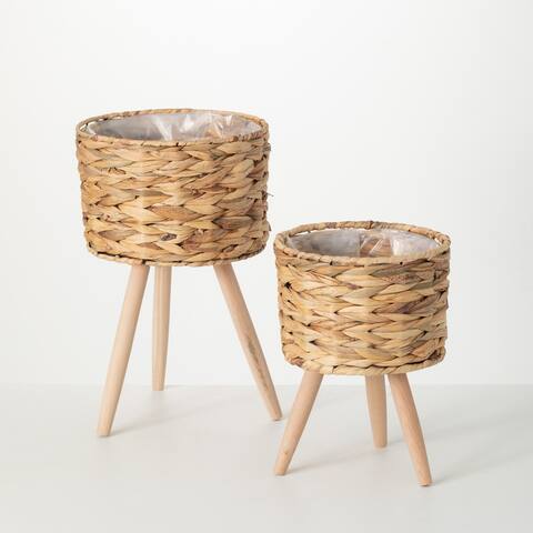 Sullivans Woven Planter Basket With Legs - Set of 2