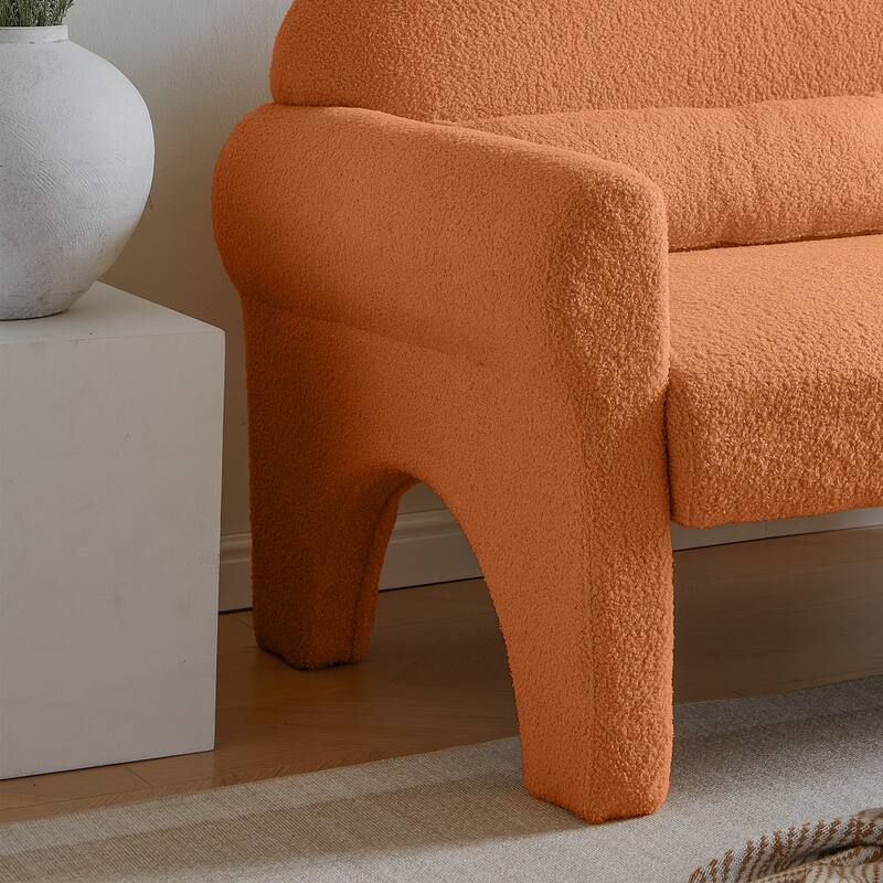 Orange Foam Modern Boucle Loveseat for Living Room