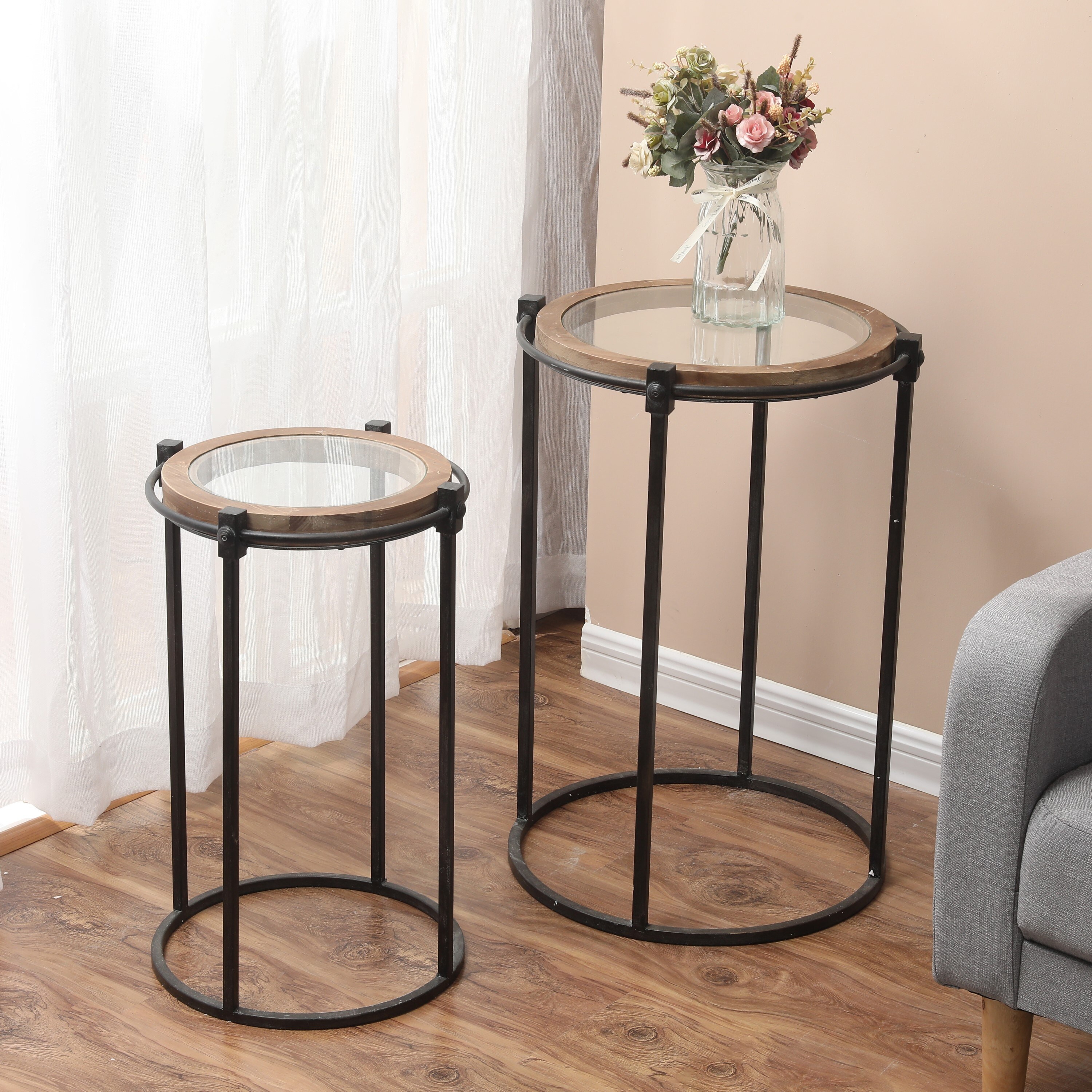 Carbon loft opsten industrial top brown wood end table