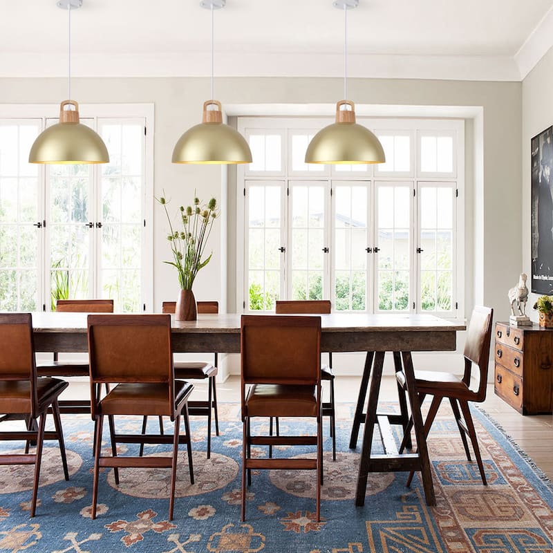 (Set of 3) Modern Semi Flush Mount Chandelier, Industrial 1-Light Pendant Lights with Dome Shape for Dining Room Kitchen Island