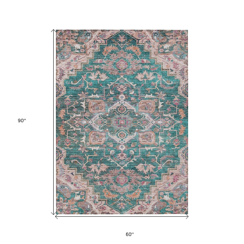 HomeRoots Oriental Traditional Rectangle Outdoor Rug