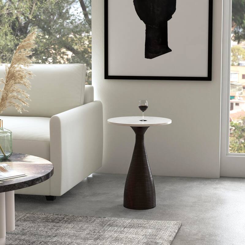 Julia Marble Pedestal End Table - Brown - Marble
