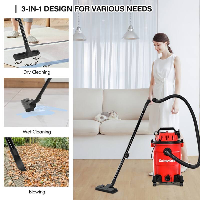 6.6 Gallon 4.8 Peak HP Wet/Dry Vacuum 3 in 1 Shop Vacuum Cleaner - See Details