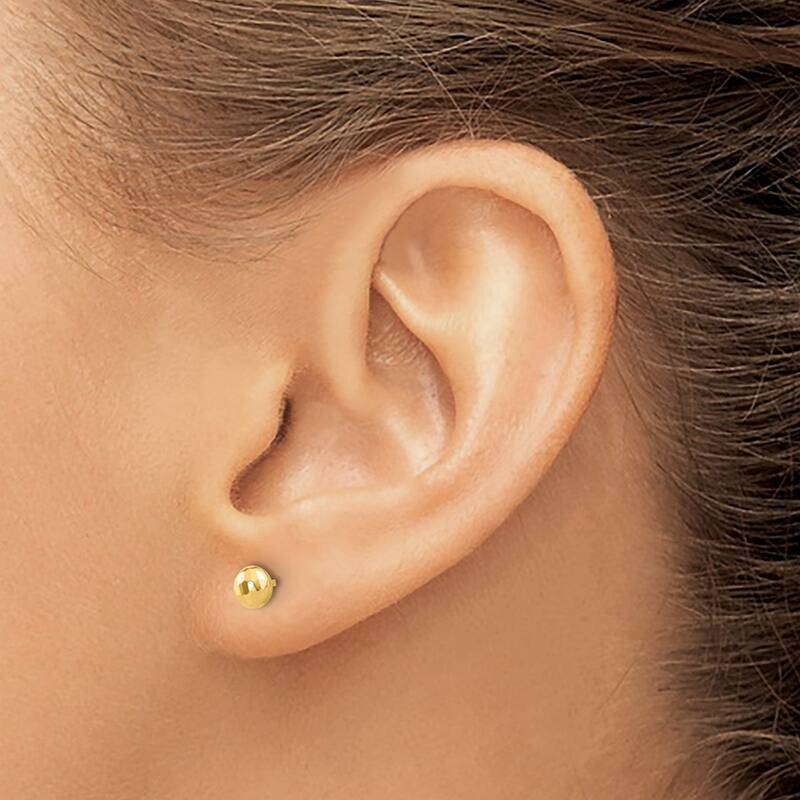 Curata 14k Yellow Gold Polished Sparkle Cut Button Post Earrings - 4.4x4.4mm