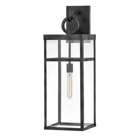 Hinkley Porter Collection One Light Extra Large Outdoor Wall Mount Lantern, Aged Zinc