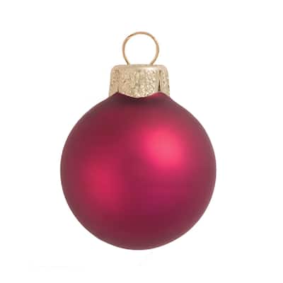 Matte Finish Glass Christmas Ball Ornaments 2" (50Mm) Purple 28Ct