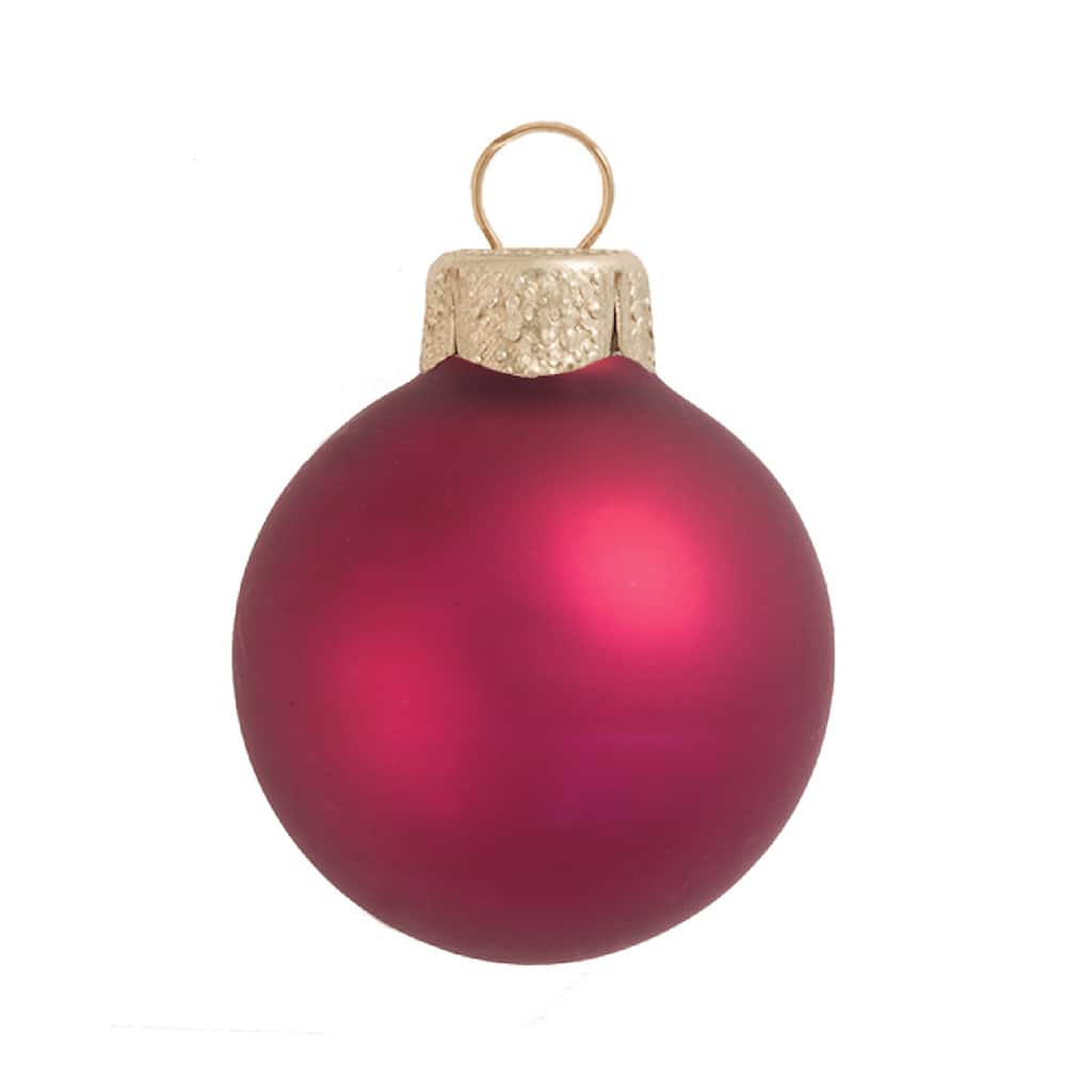 40ct Matte Soft Berry Red Glass Ball Christmas Ornaments 1.5" (40mm)