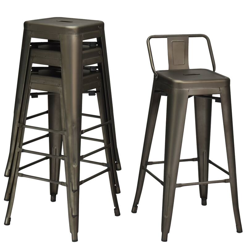 Costway Set of 4 Metal Bar Stools 30'' Bar Height Barstools Industrial