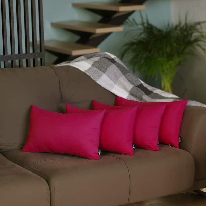 Solid-color Decorative Lumbar Throw Pillow Covers (Set of 4) - Pink
