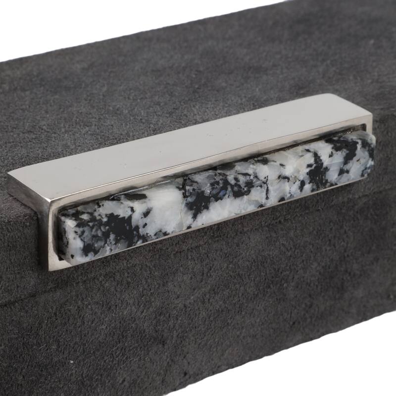 Casual Home Keepsake Box with Sculptural Hardware and Lid - 18", Gray - 18.0"