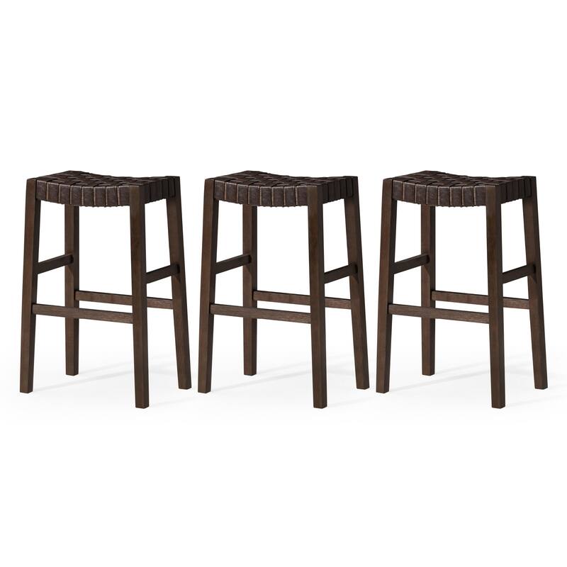 Maven Lane 31" Emerson Bar Height Kitchen Stool - Set of 3 - Weathered Brown