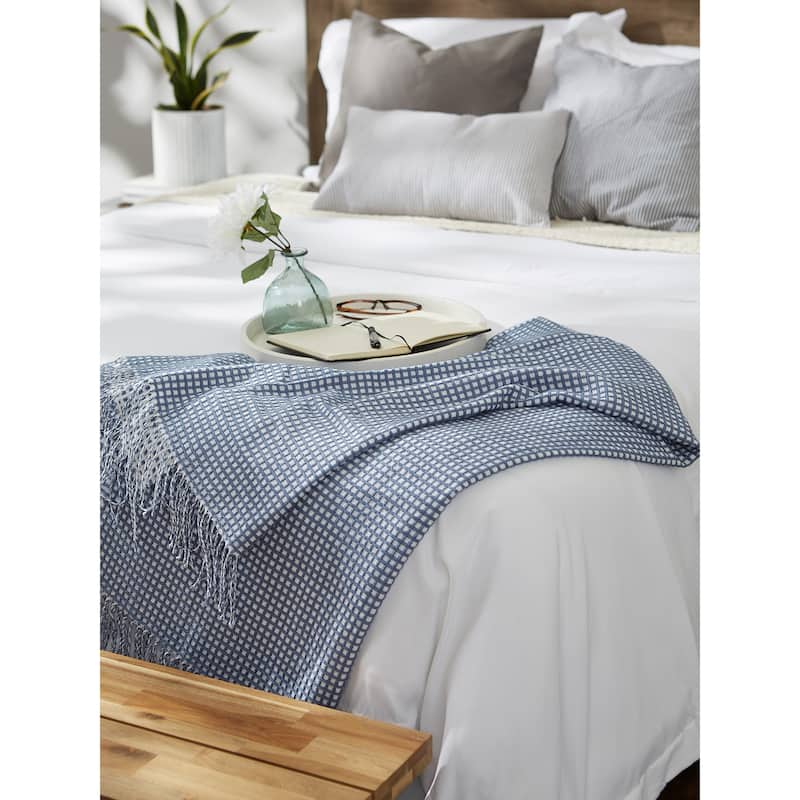 DII Black & White Waffle Knit Throw