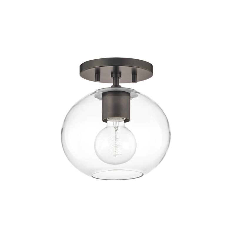 Mitzi by Hudson Valley Margot 1-light Old Bronze Semi Flush, Clear Glass