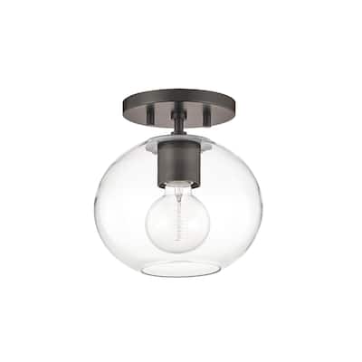 Mitzi by Hudson Valley Margot 1-light Old Bronze Semi Flush, Clear Glass