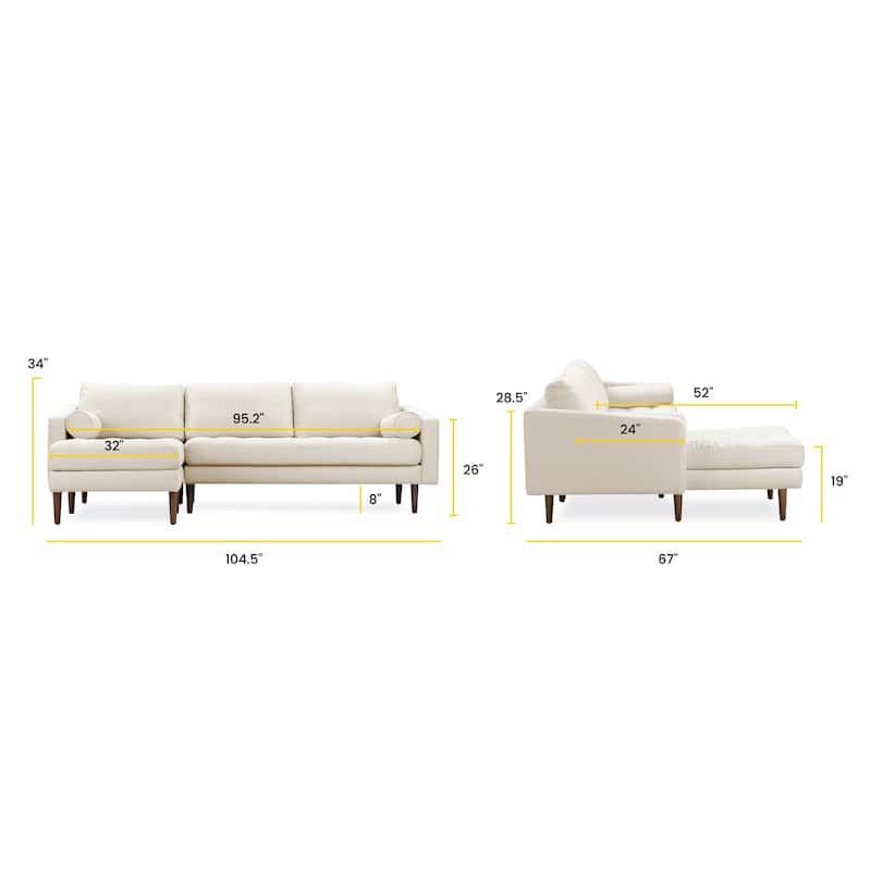 Poly and Bark Napa Fabric Left Sectional Sofa