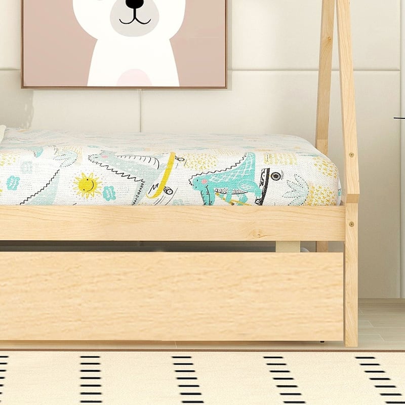 Twin size Tent Floor Bed, Teepee Bed, with Trundle Bed Bath & Beyond 40151499