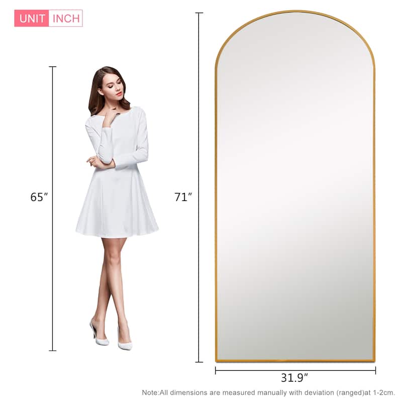 Lumioca Arch Floor & Full Length Gold Framed Wall Mirror