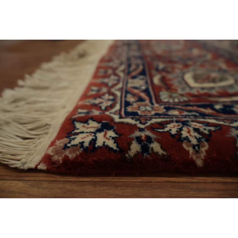 Hand Knotted Oriental 100% Wool Carpet Traditional Floral Beige & Ivories Isfahan Area Rug - 10' 1'' X 6' 10''