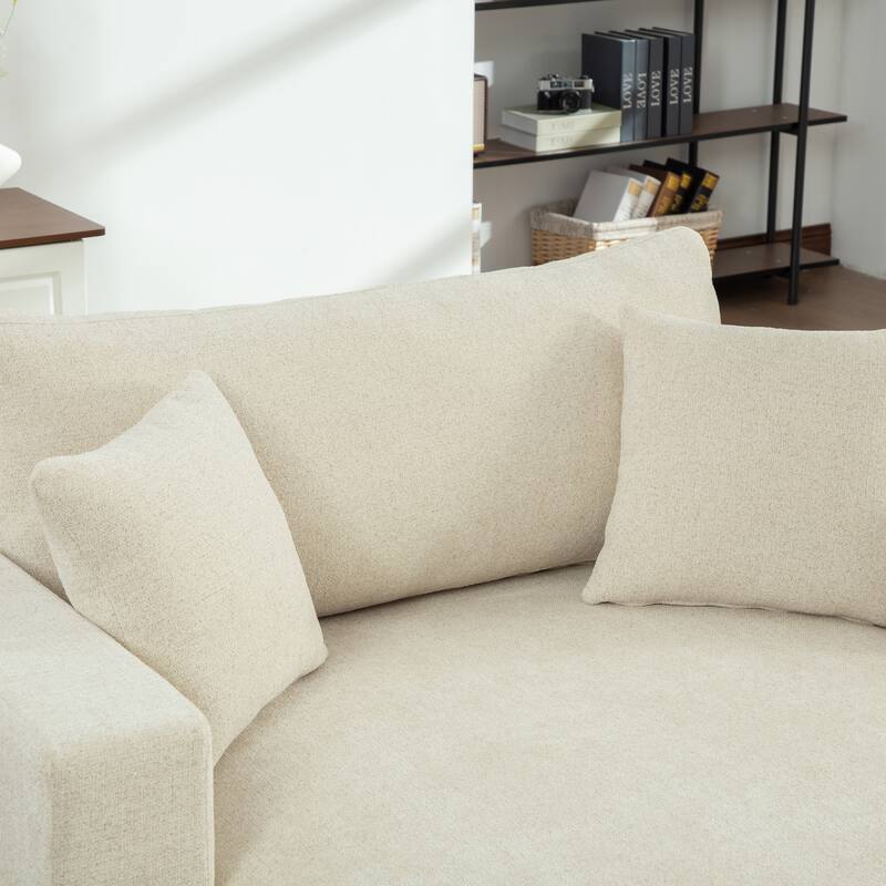 56.3"W Modern Chenille linen Loveseat Sofa,Sofa Bed with Pillows&Metal Legs