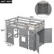 preview thumbnail 3 of 10, Wood Twin Size Loft Bed with Built-in Storage Wardrobe and 2 Windows