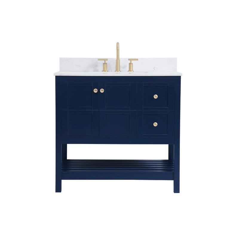 Elegant Lighting VF16436-BS Theo 36" Free Standing Single Basin Vanity - Blue - Colored