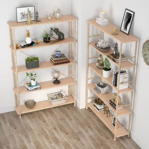 Shop 5 Shelf Modern Style Etagere Bookshelf Natural Book Shelves