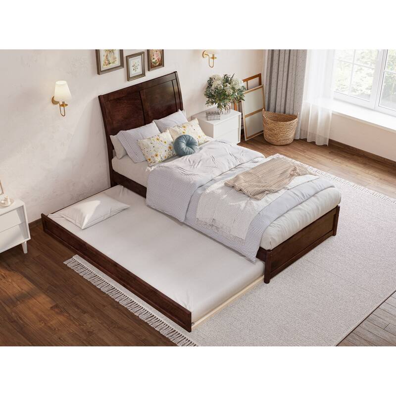 Andorra Platform Bed with Panel Footboard and Twin XL Trundle