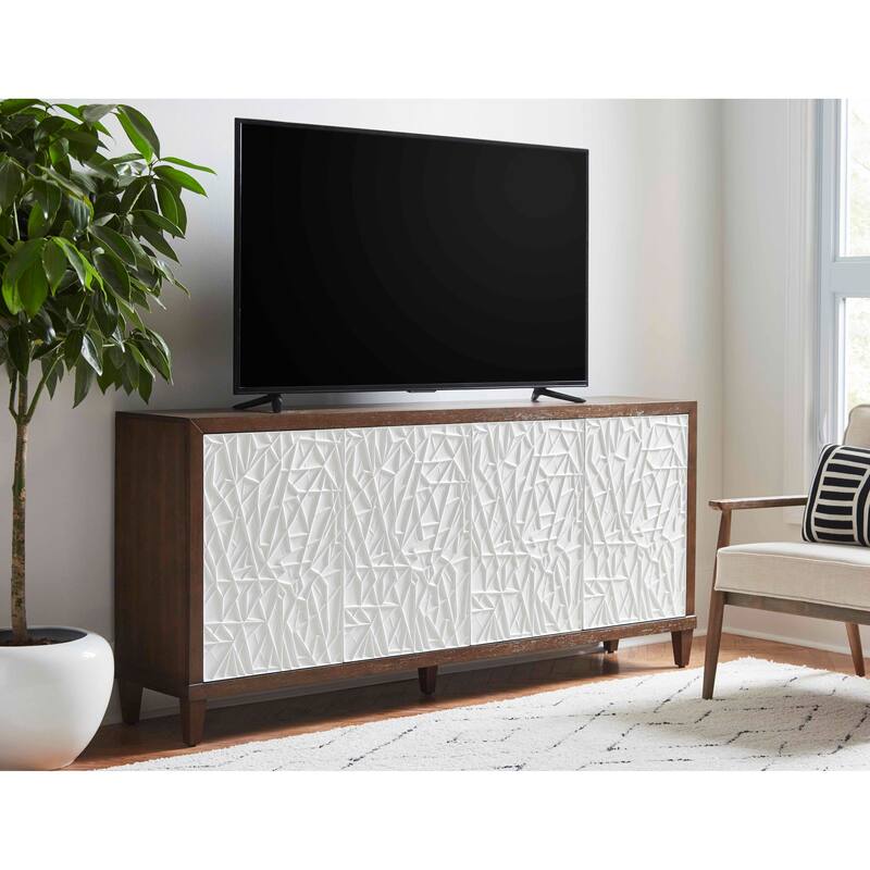 Modern Wood 40" Console with with doors, TV Stand, Accent Cabinet, Entryway Console, Fully Assembled, Brown - 70"W x 32"H x 15"D