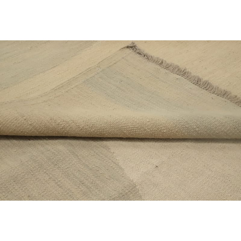 Hand Woven Oriental 100% Wool Carpet Southwestern Modern Beige & Ivories Kilim Area Rug - 9' 7'' X 6' 9''