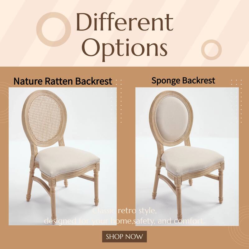 French Country Wire Drawing & Carving Techniques Dining Chairs with Backrest (Set of 2)