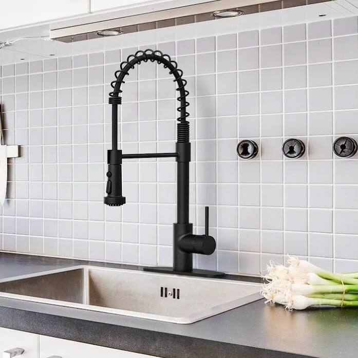 Clovis Goods Pull Down Kitchen Faucet (spring neck Matte black) Bed