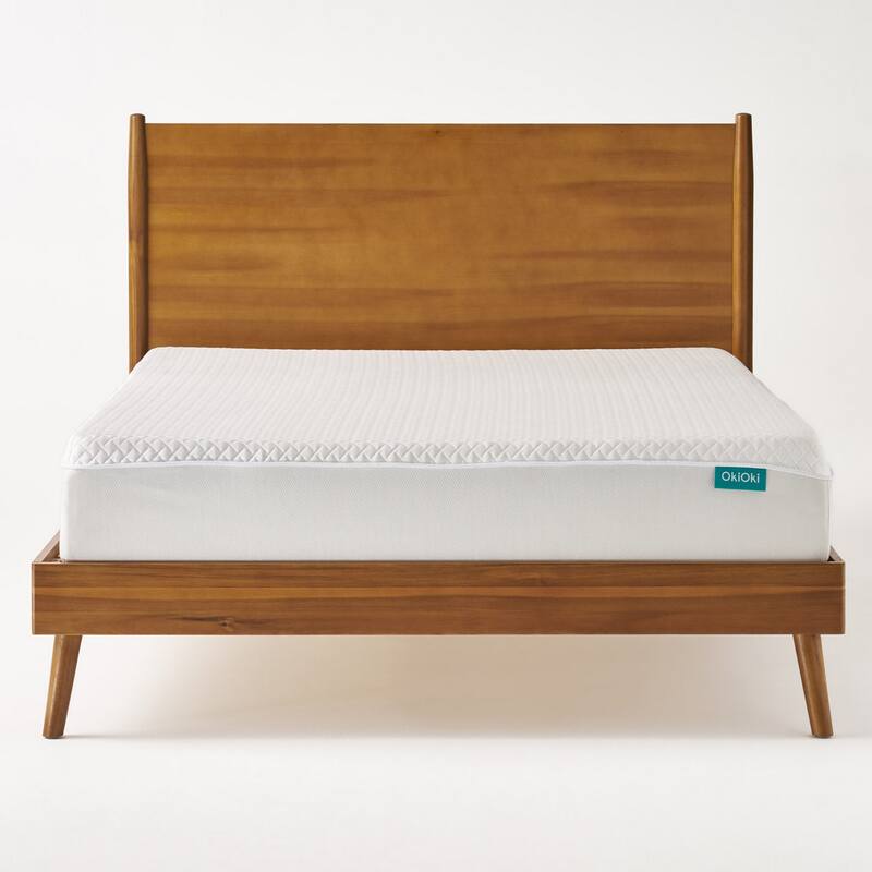 Ozzy Full Size Bed with Panel Headboard, Natural Brown Acacia Wood