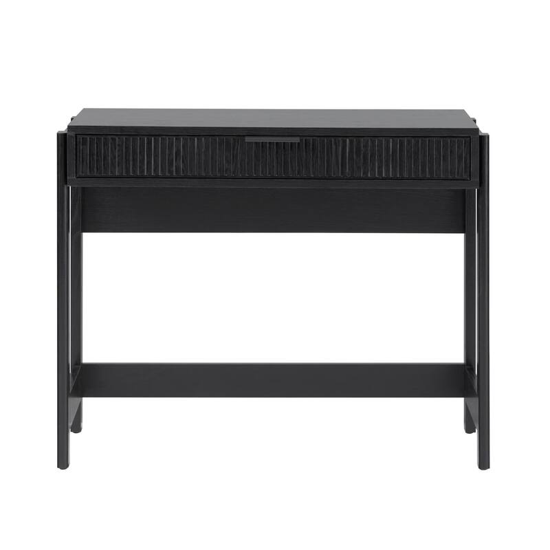 Transitional Reeded Writing Desk with Drawer - Black