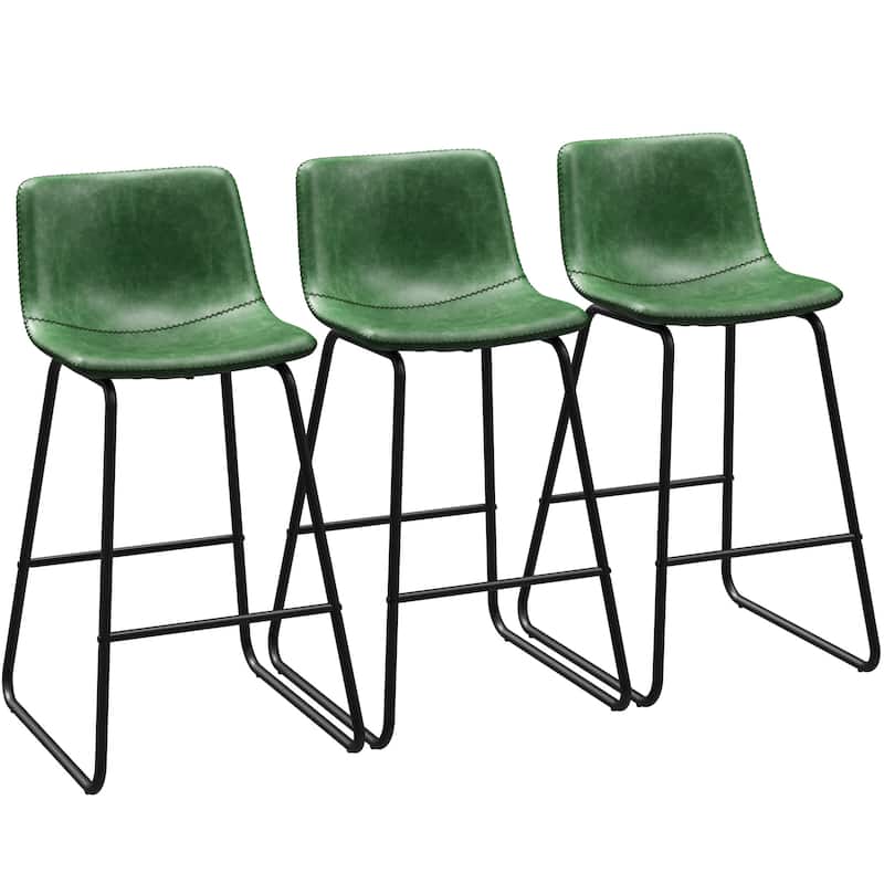 26" Counter Height Bar Stools, Modern PU Leather Counter Stools Set of 3