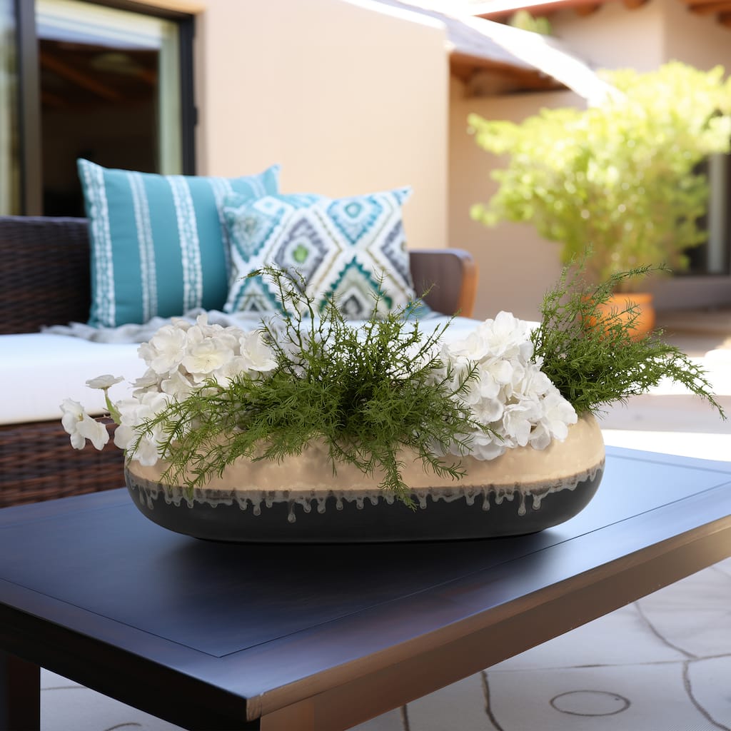 Sagebrook Home's Alondra Stoneware Ceramic Bowl - Exquisite Home Decor for Modern Tables - 20" x 8" x 6"