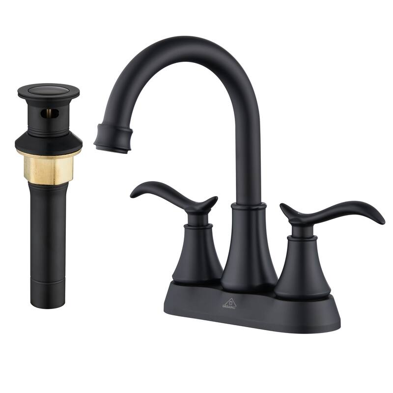4 in. Centerset Double Handle Bathroom Faucet with Drain Kit Included