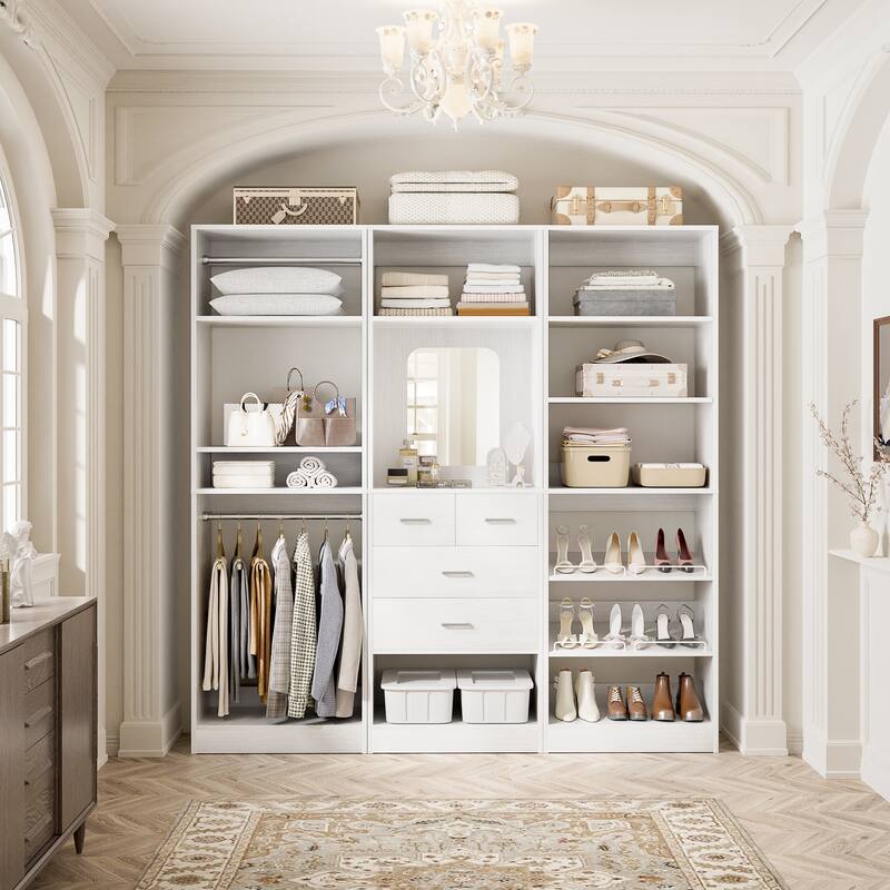 Cimly 25'' Closet Organizer with Tower Shelves and Shoe Rack for Walk-in and Reach-in Closet
