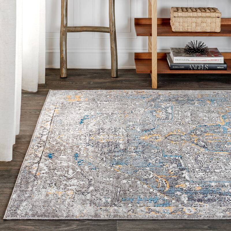 Maras Vintage Medallion Gray/Mustard/Turquoise Area Rug