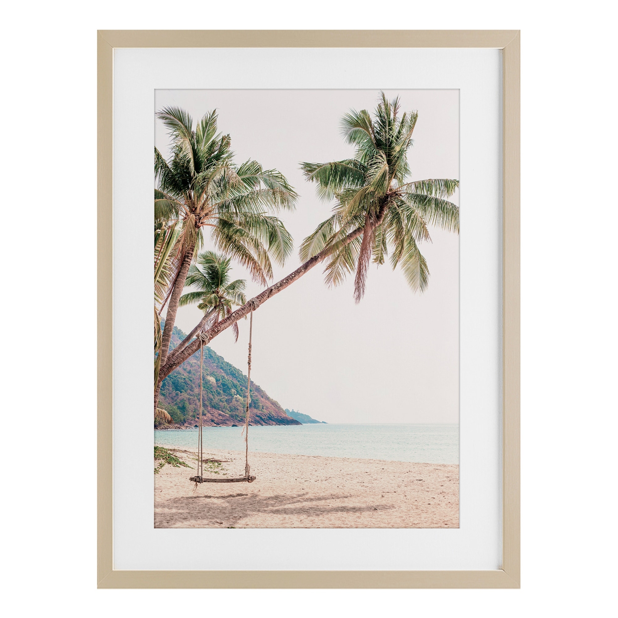Stupell Rope Swing on Palm Tree Under Glass Framed Design By Sisi and Seb