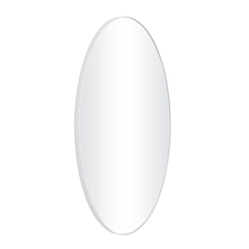 Wood Oval Room Wall Mirror with Thin Minimalistic Frame - Black, Gold or White - Roche River Decor