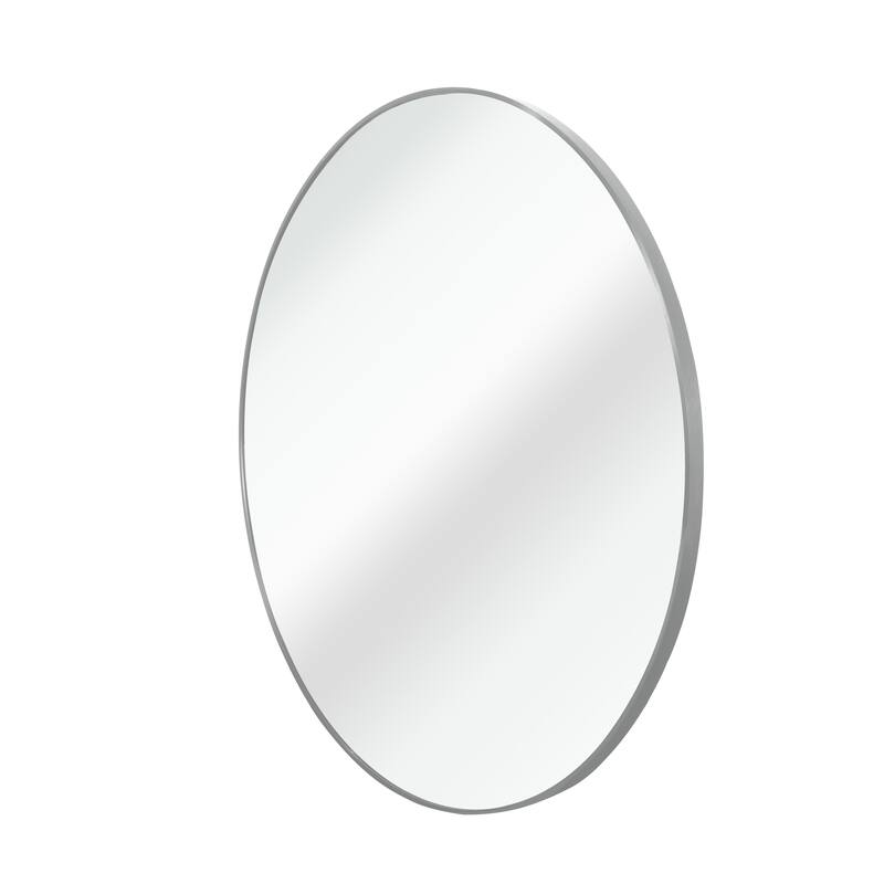 GDFStudio - Lucent Modern Round Bathroom Vanity Decorative Mirror with Statement Scale Design & Metal Frame